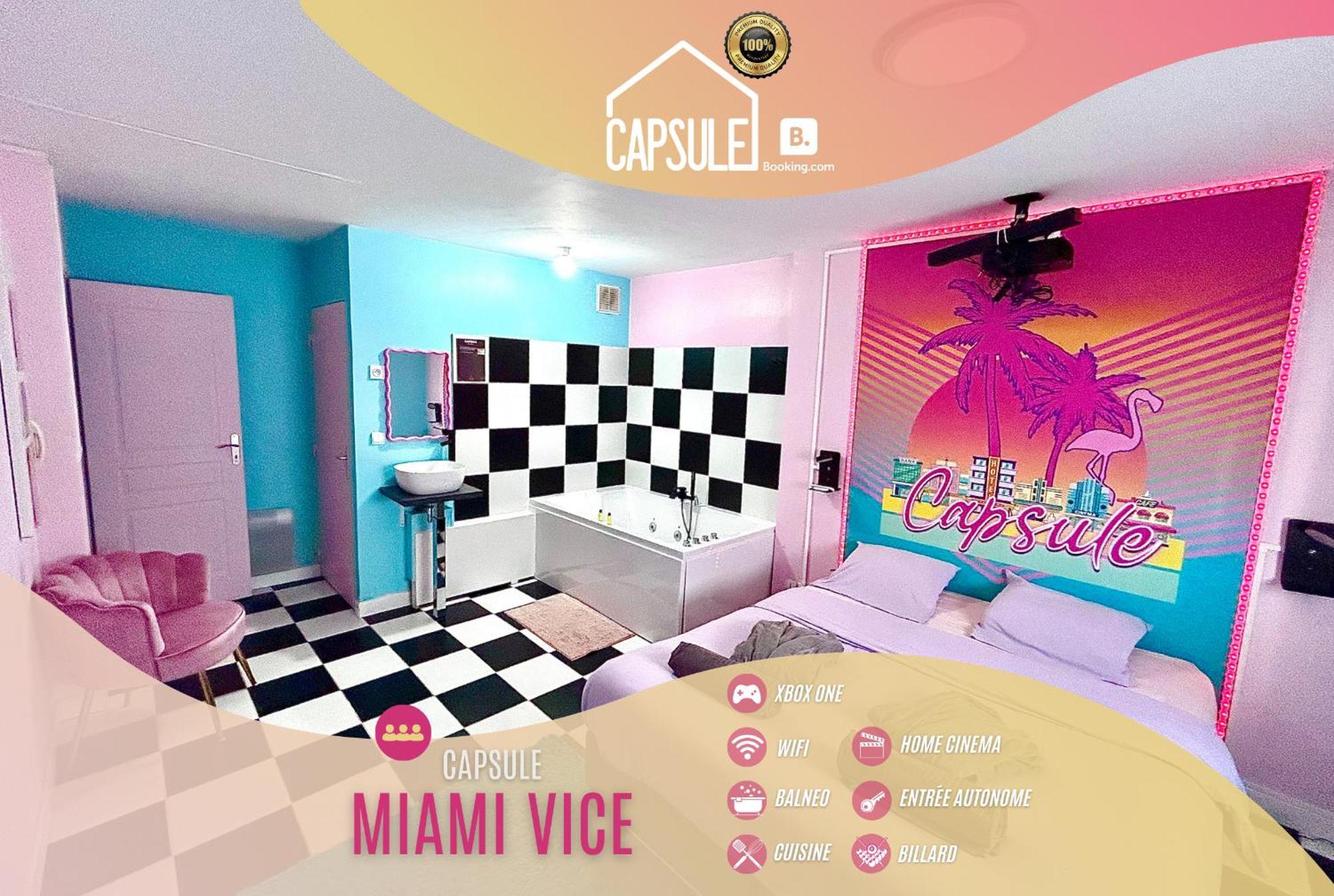 Capsule Miami Vice - Jacuzzi - Billard - Ecran Cinema & Netflix - Ping-Pong - Nintendo & Jeux- 列万 外观 照片
